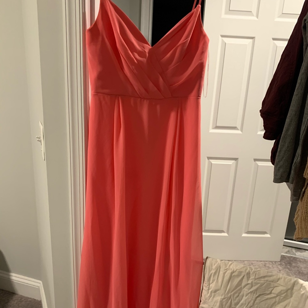 Coral/hot pink bridesmaids dress